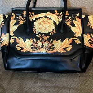 Versace black and yellow floral purse